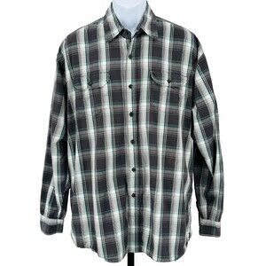 WRANGLER JEANS Men's XL Black & Green Plaid Long Sleeve Button Down Cotton Shirt